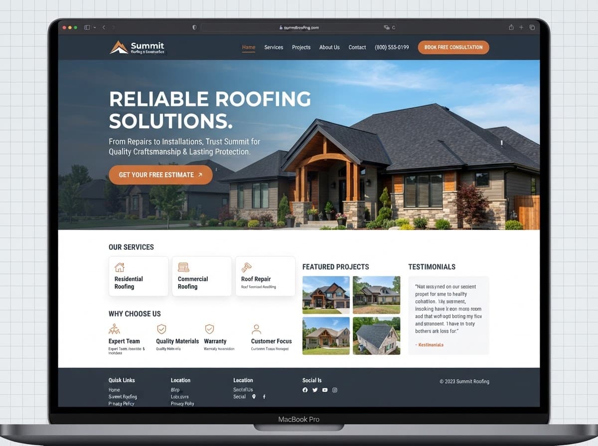 Apex Roofing Co. website screenshot